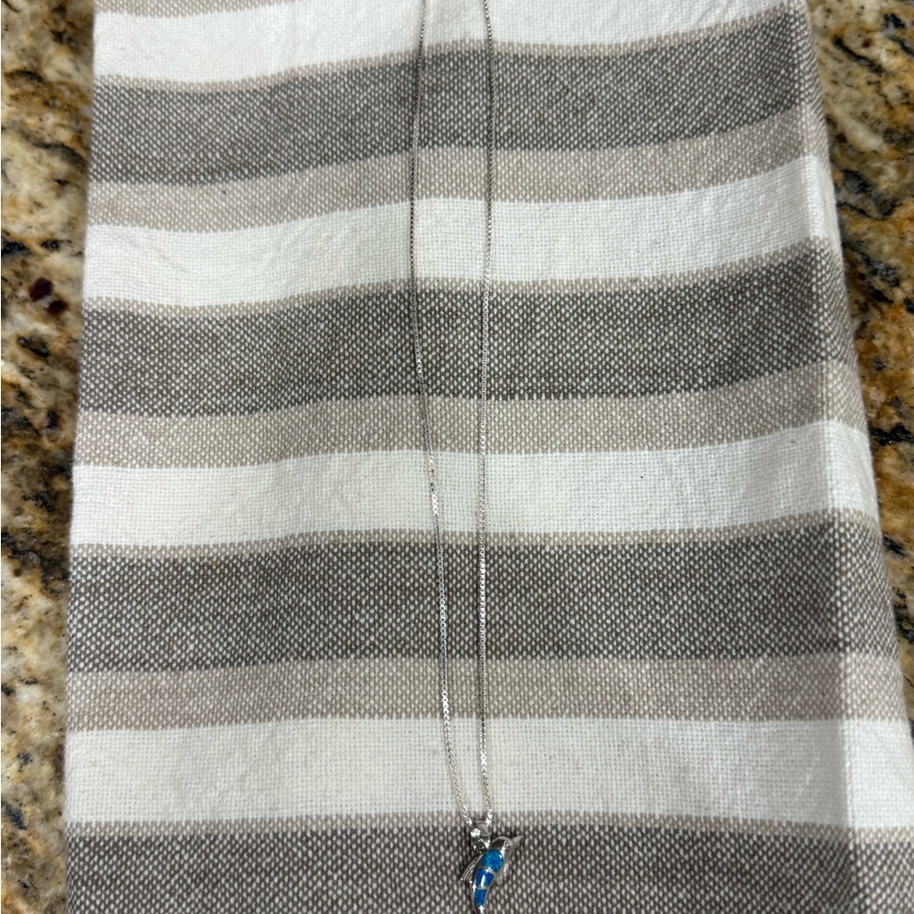 Elegant Silver Necklace with Blue dolphin Pendant 🐬
